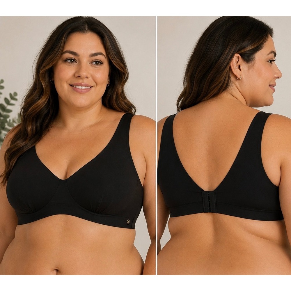 Honeylove Crossover Bra Black Seamless Wire-Free Supportive Bralette 2X
